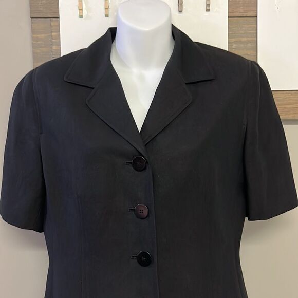 Ann Taylor Linen Blend Short Sleeve Button Front V-Neck Lined Blazer- 8P - Picture 4 of 15